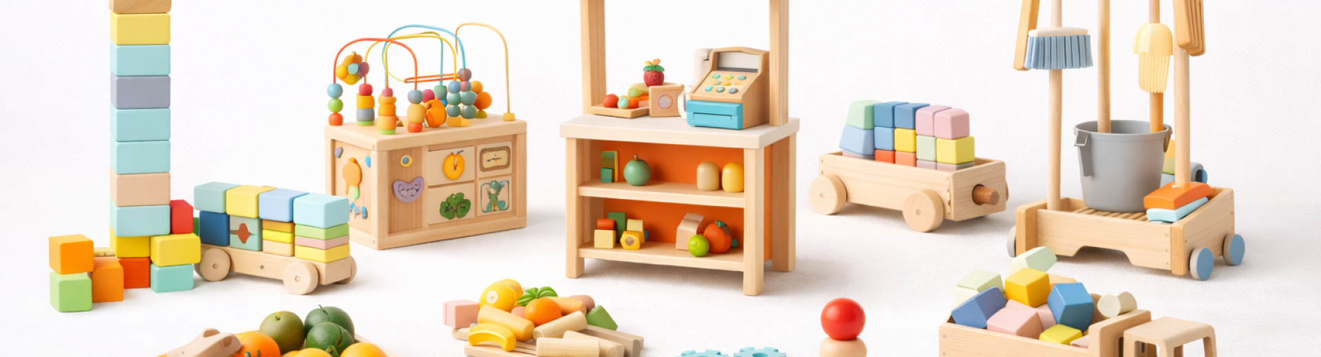 alt="צעצועים מעץ לילדים &ndash; קוביות עץ, פירות מעץ ומשחקי הרכבה"