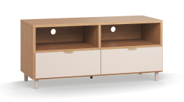 שידת טלוויזיה 120 סמ גוף אלון וחזית בהירה &ndash; Simple