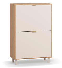 ארון נעליים עם שתי דלתות בגוון אלון ובז' חולי &ndash; Simple